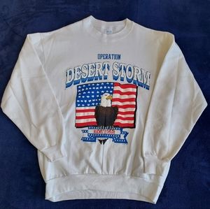 Vintage 1991 Tect "Operation Desert Storm" Mens Large White Sweatshirt